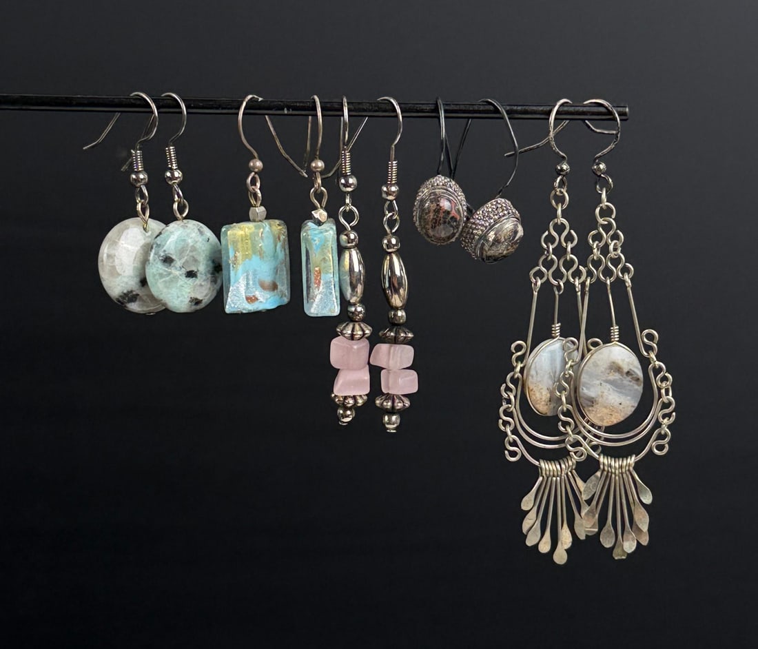 Collection of Sterling Silver Earrings: 25.34 grams.