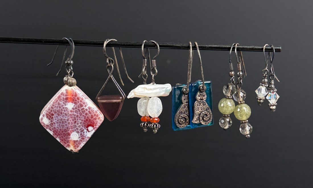 Collection of Sterling Silver Earrings: 34.51 grams.