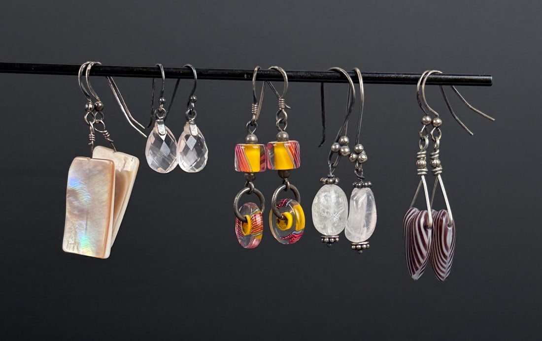 Collection of Sterling Silver Earrings: 23.14 grams. Largest is 1 1/4" long.