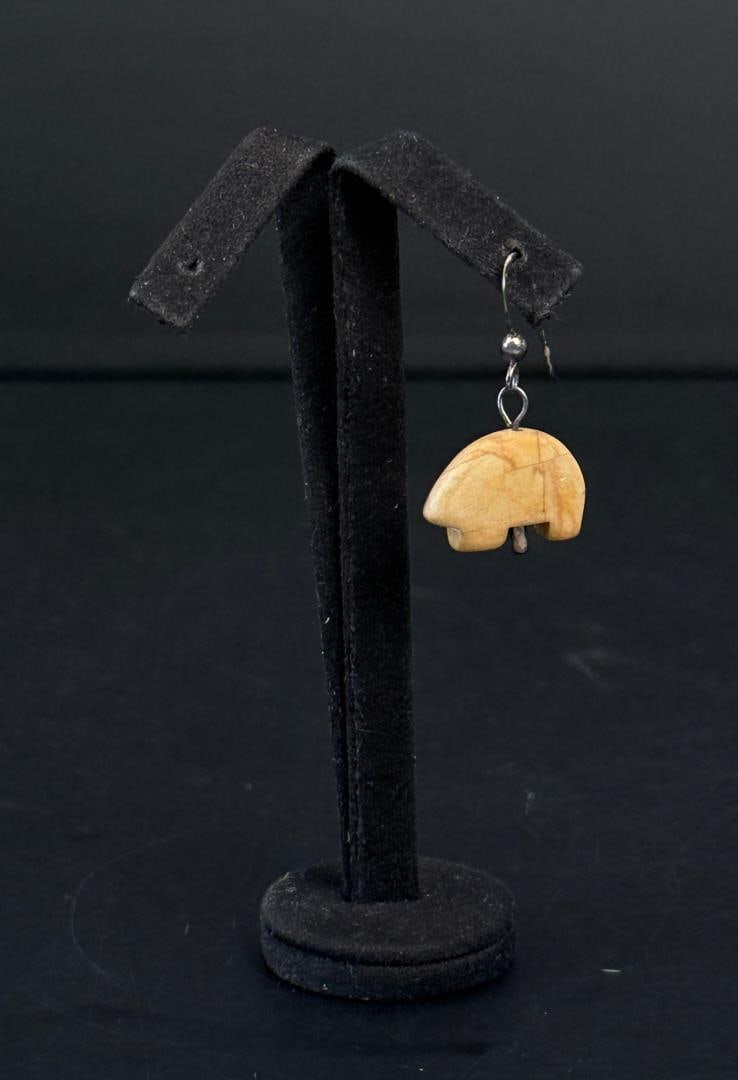 Sterling Silver Single Earring Gay Interest: Zuni Bear. 1" long. 2.46 grams.