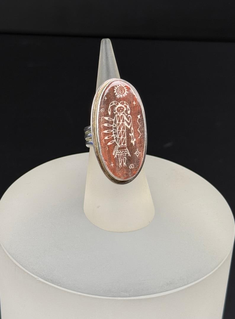 Allen Aragon Navajo Sterling Silver Ring: 12.61 grams. Size 8