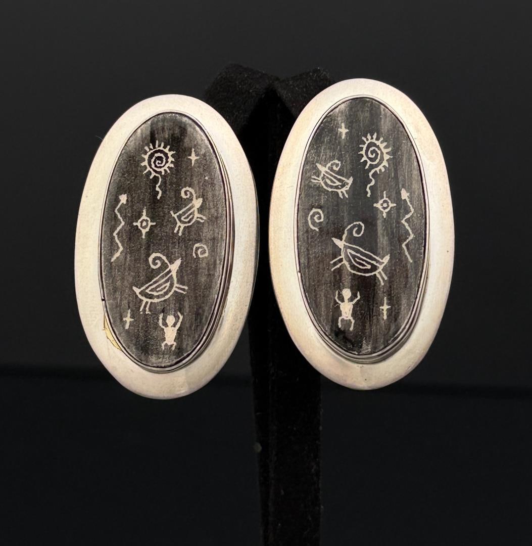 Allen Aragon Navajo Sterling Silver Earrings: 31.42 grams. 1 5/8" long.