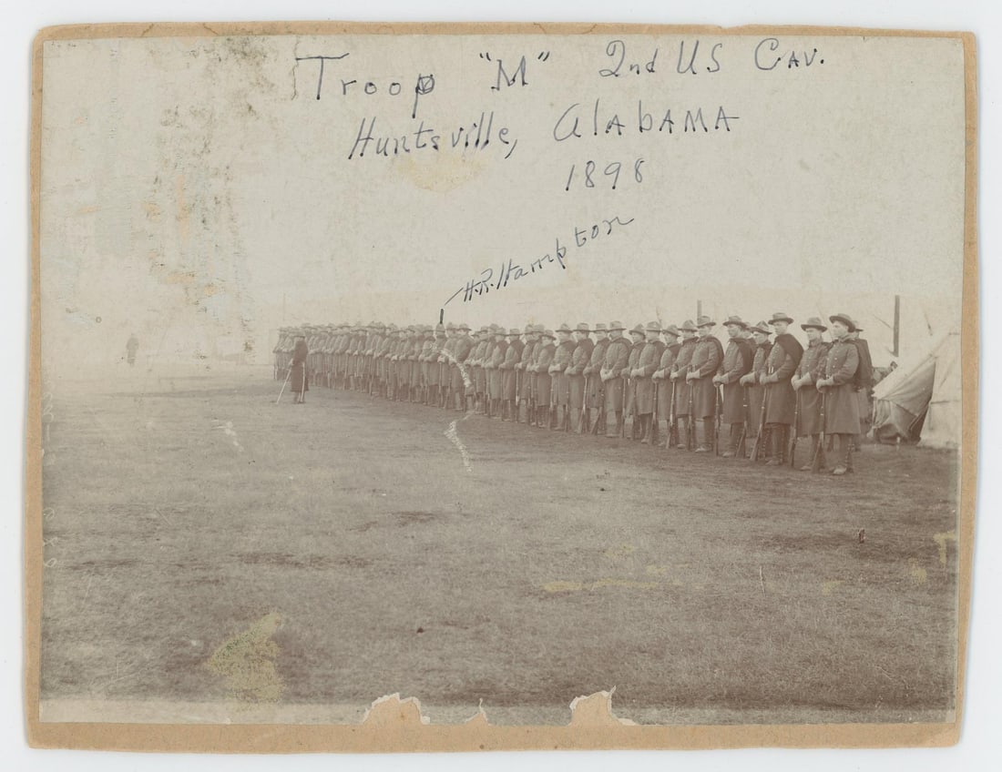 2nd US Cavalry Montana Spanish American War Photo: Huntsville Alabama. 6 1/2" by 8 1/2"