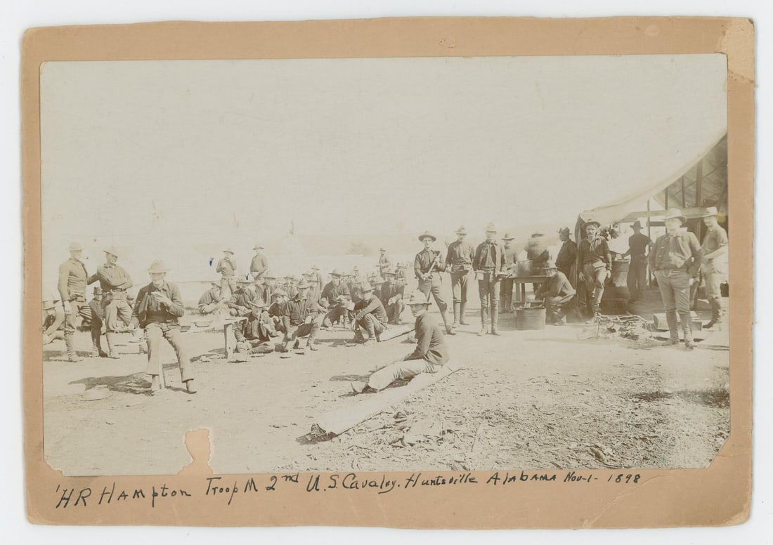 2nd US Cavalry Montana Spanish American War Photo: Huntsville Alabama. 5 1/2" by 8"
