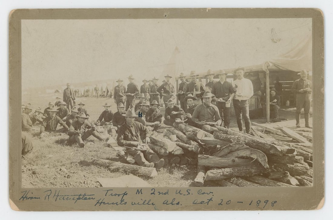 2nd US Cavalry Montana Spanish American War Photo: Huntsville Alabama. 5 1/2" by 8 1/2"