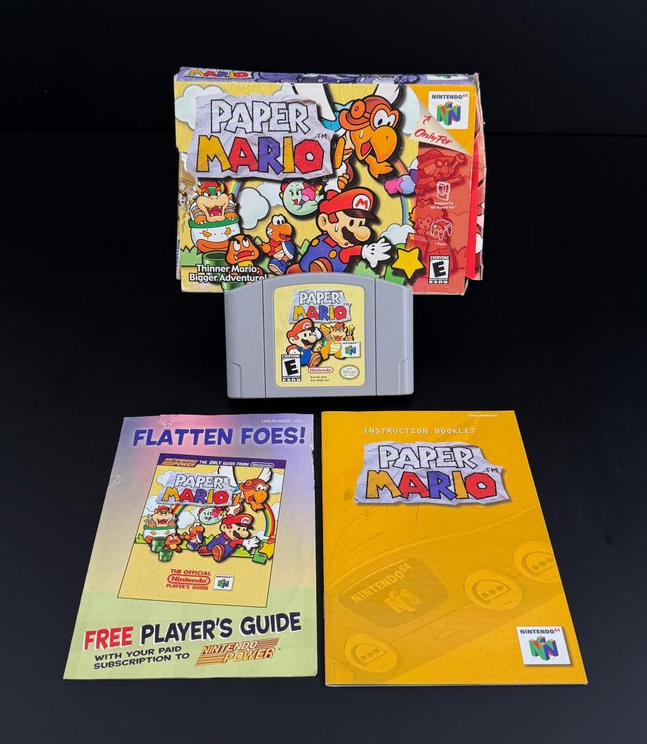 Paper Mario N64 Video Game in Box: Nice example in box.
