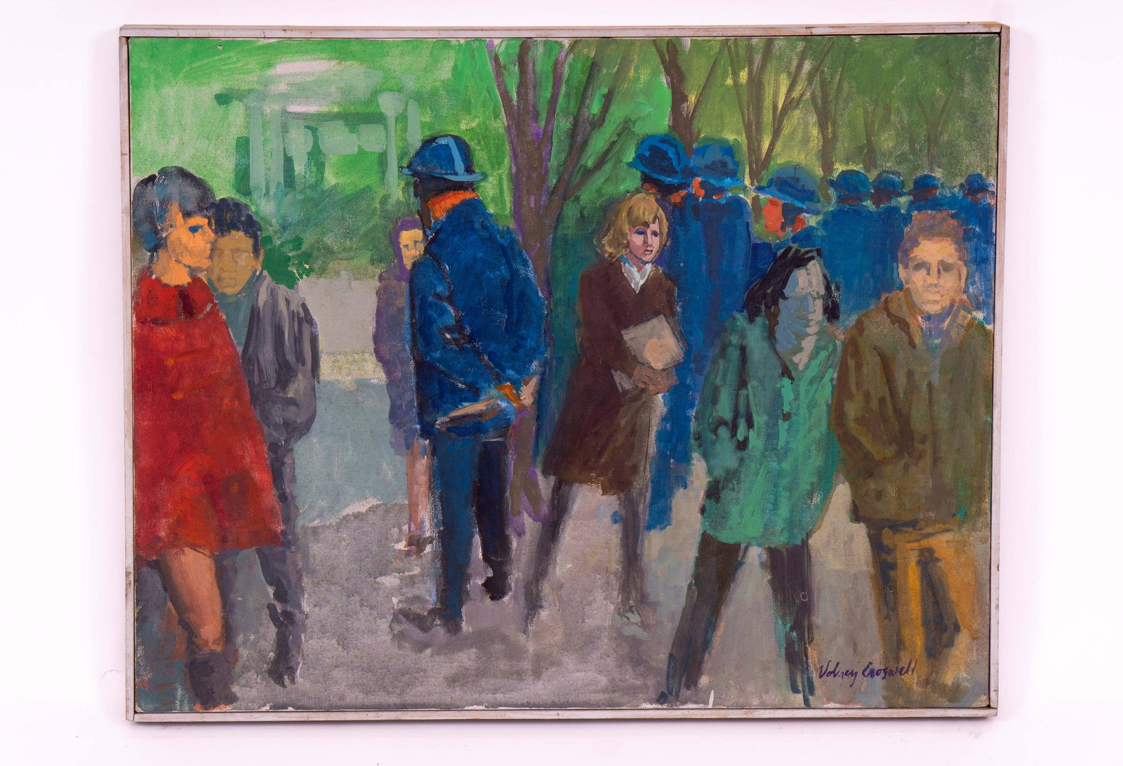 Signed Vintage Painting of a Protest Scene (1 of 3)
