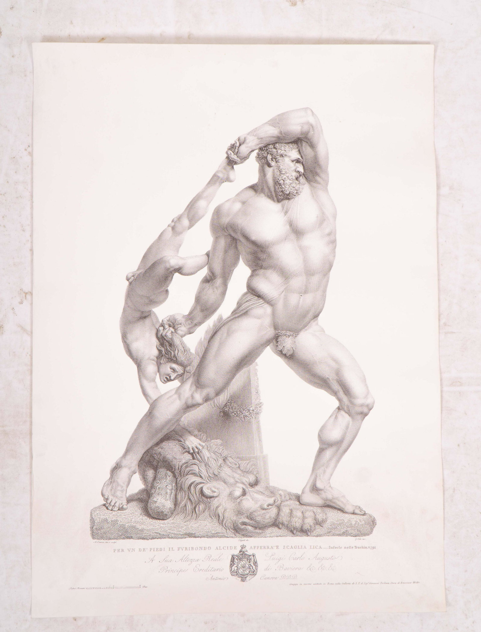 Engraving of Antonio Canova Statue 'Hercules and (1 of 3)