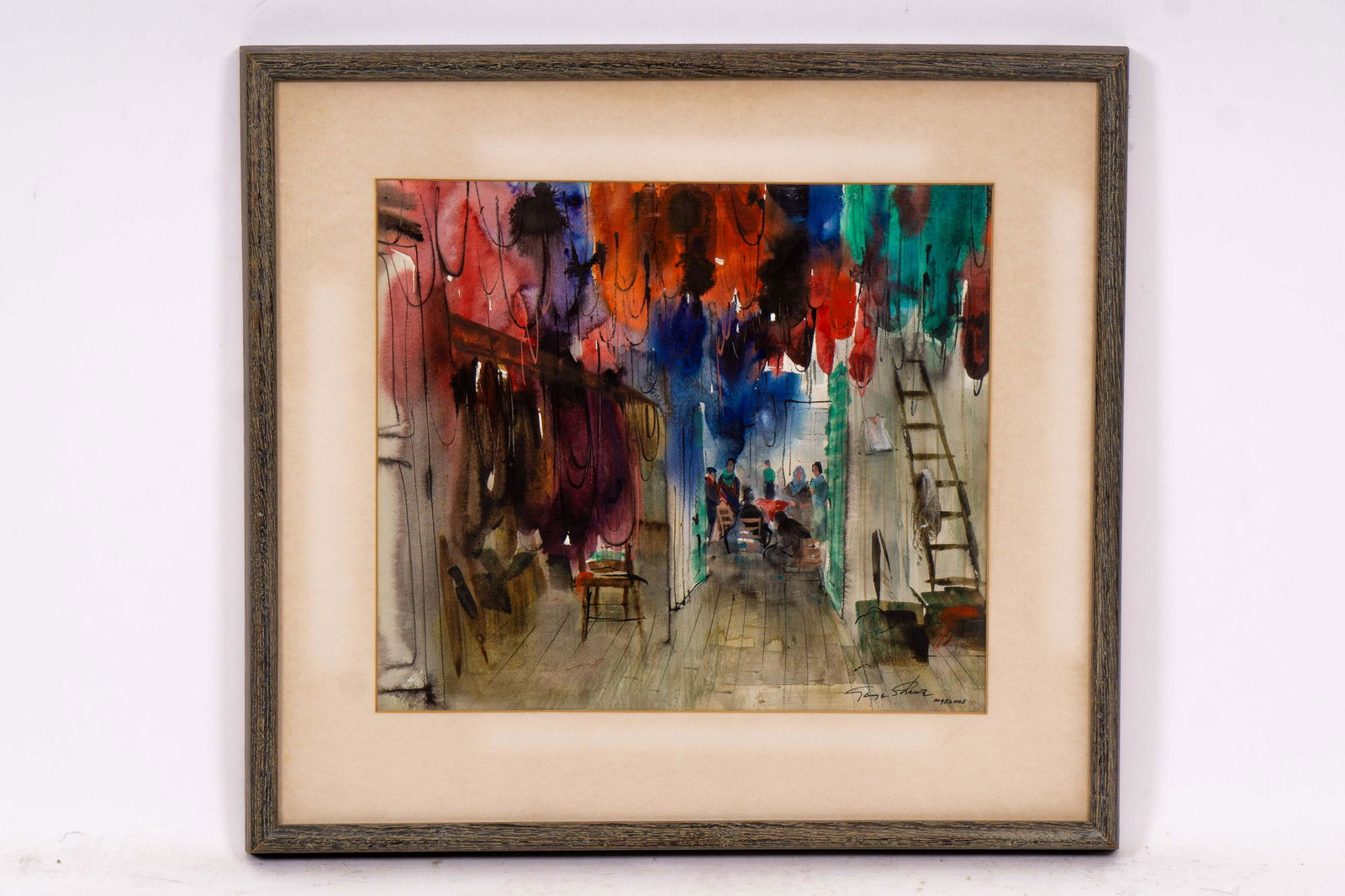 Signed Impressionist Watercolor Painting 'Mykonos' (1 of 3)