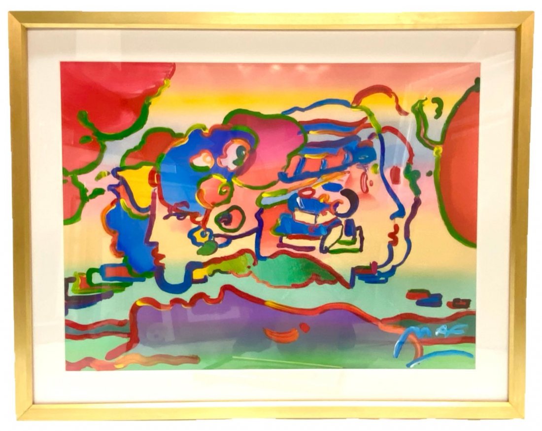 "Three Faces" Peter Max Original Mixed Media (1 of 2)
