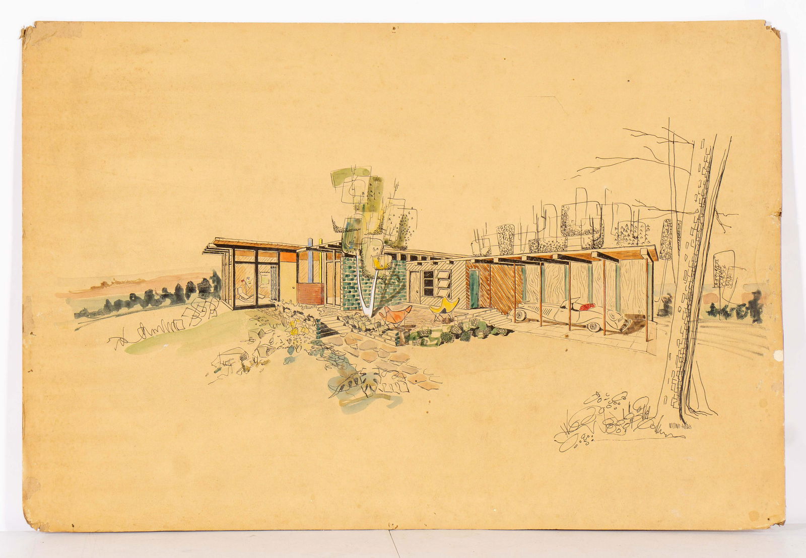 Original Mid-Century Modern Architectural Drawing (1 of 4)