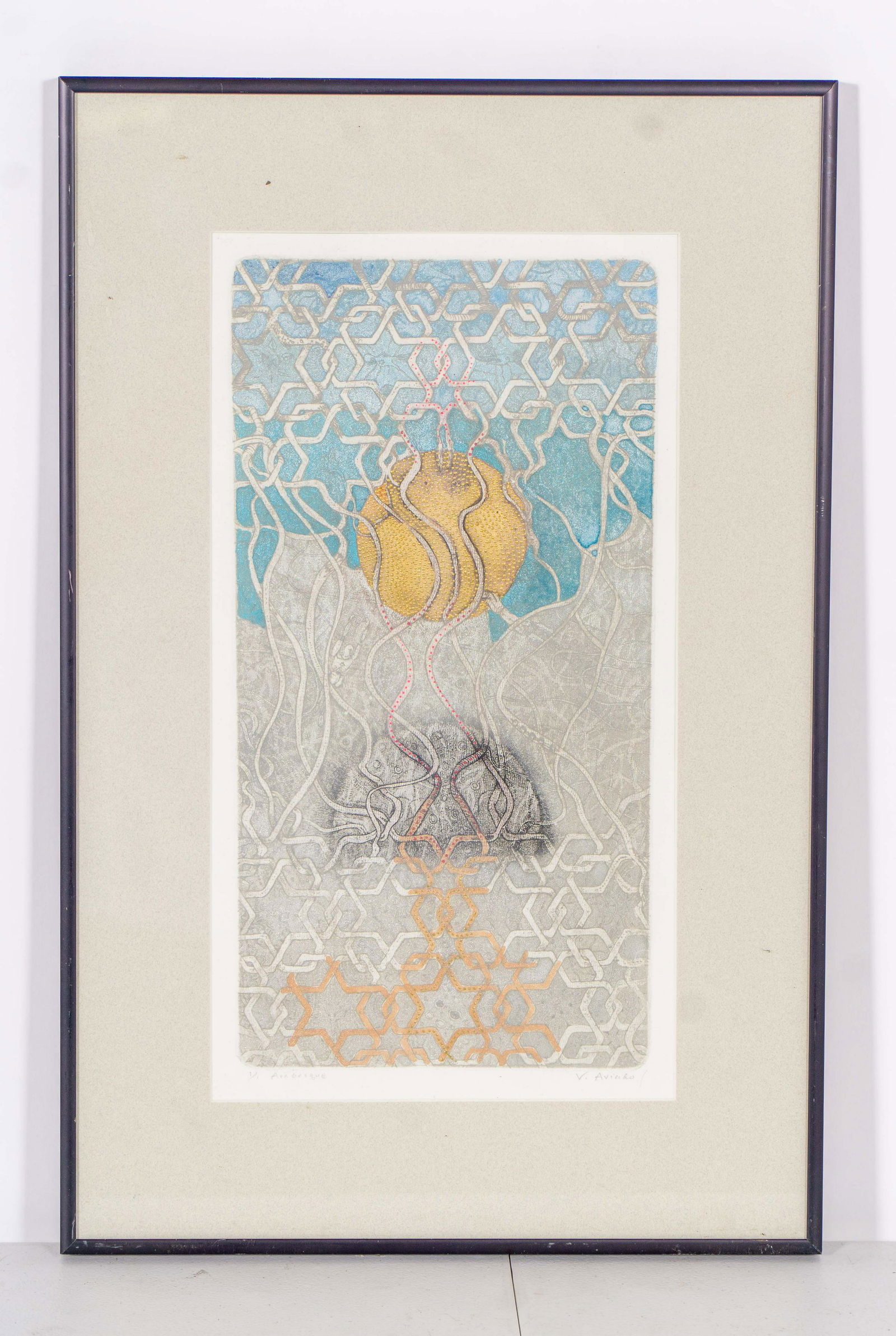 Unique Monotype Print 'Arabesque' by Virgilio Aviado (1 of 3)