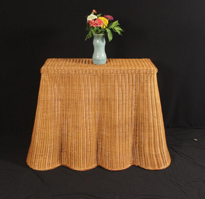 SAVANNAH RATTAN CONSOLE TABLE by WILDWOOD 45": Fine quality contemporary rattan sideboard with plated 3/4" glass top. Size 30.5"H x 45" W 18" D