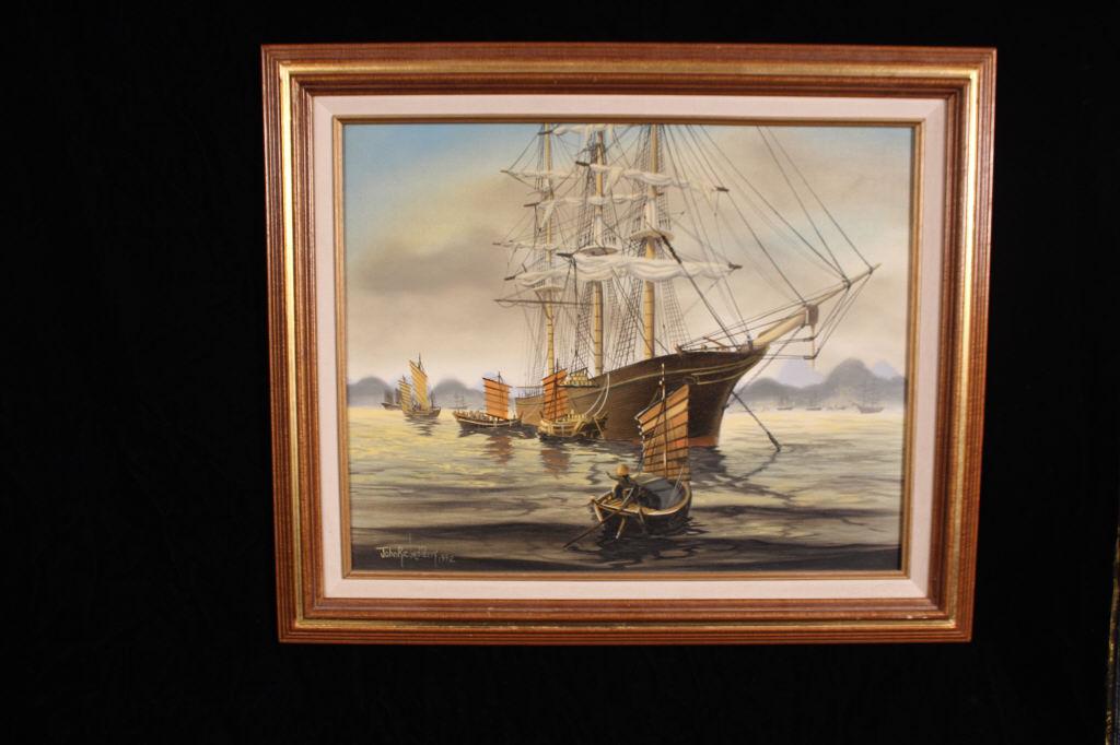 O/C JOHN RICHARD PERRY: Under sail, signed lower right, dated 1992, size 12" x 16"