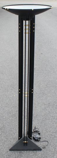 GEORGE KOVACS FLOOR LAMP: Black & Brass Floor Lamp 69" H