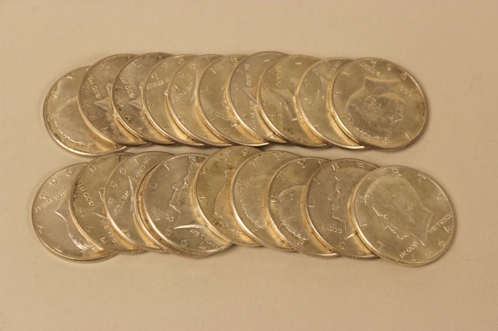 20 - 1964 Silver Kennedy Halves (1 of 3)