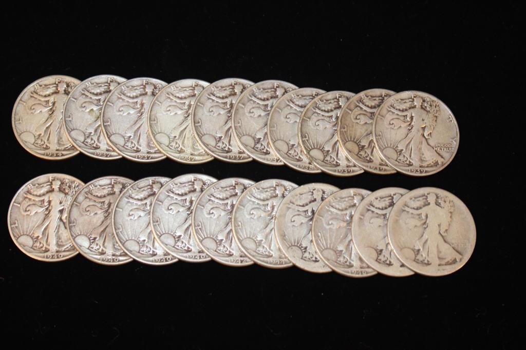 $10.00 Face Walking Liberty Halves 1934-46 (1 of 5)