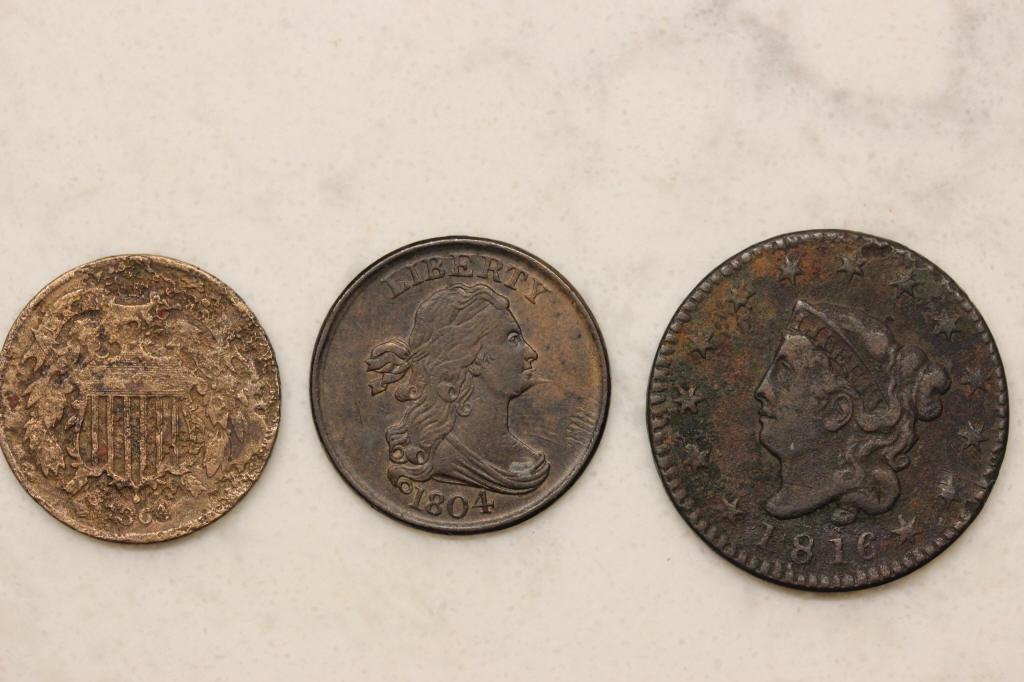 1804 Draped Bust Half Cent, 1816 Large Cent (1 of 11)