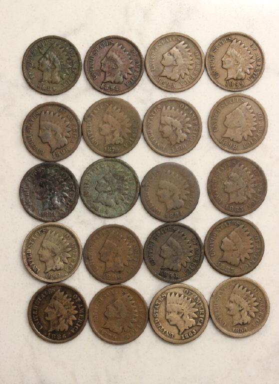 17- Indian Head Copper  Pennies 3- Copper Nickels (1 of 11)