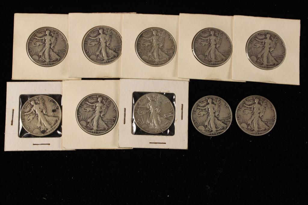 10 Walking Liberty  Silver Half Dollars (1 of 6)
