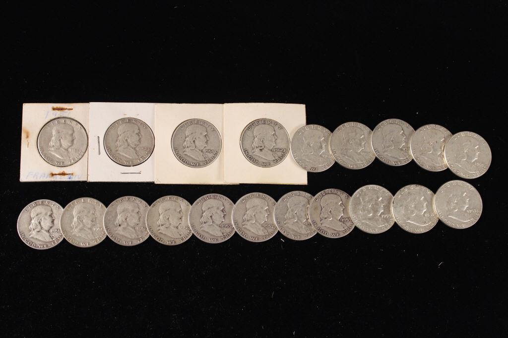 20 Ben Franklin Silver Half Dollars (1 of 5)
