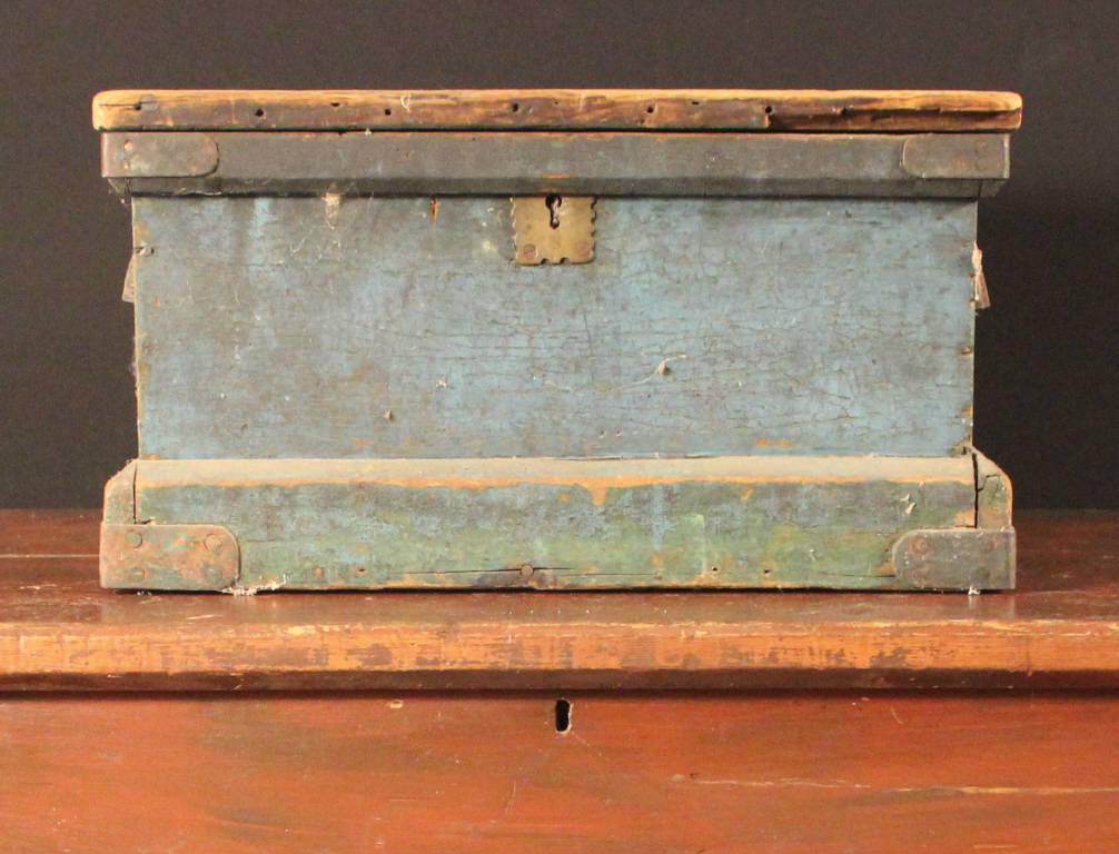 Painted Blue Wooden Early Tool Chest (1 of 8)