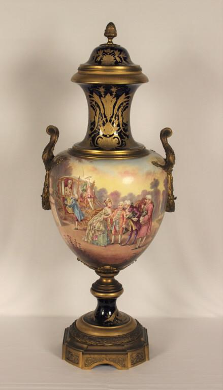 19th C. French Sevres-Style Urn, 35"H (1 of 12)