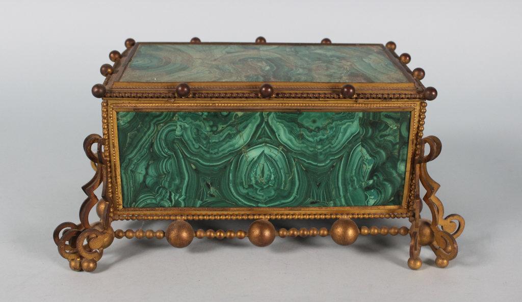 French Brass & Malachite Casket Box (1 of 7)
