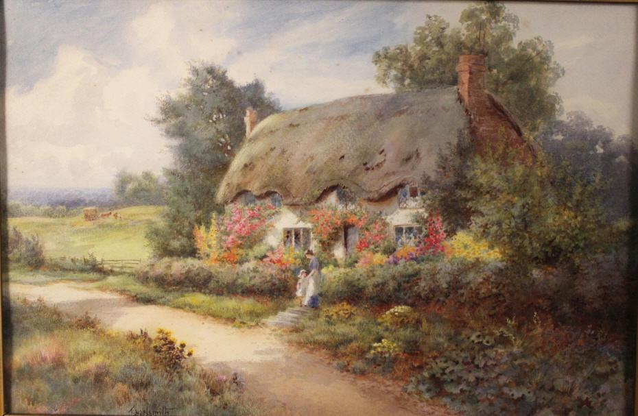 T Noelsmith Watercolor  English Cottage Scene (1 of 6)