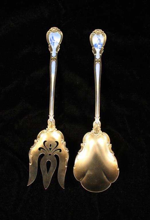 Gorham Sterling Silver & Enamel Salad Set (1 of 12)