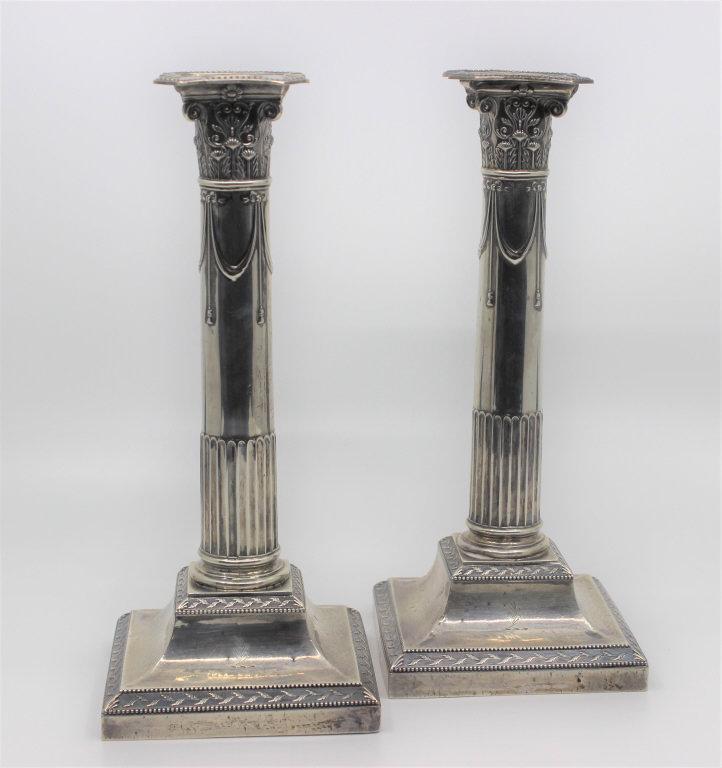 English Silver Pillar Candlesticks (1 of 14)