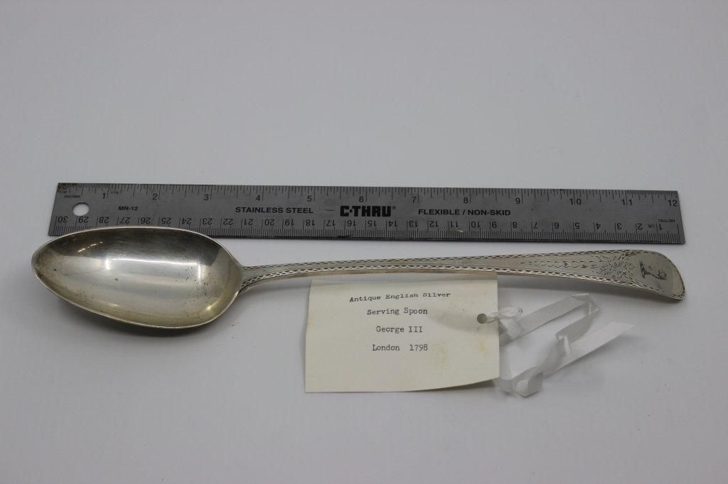Antique George III Silver Stuffing/Serving Spoon (1 of 7)
