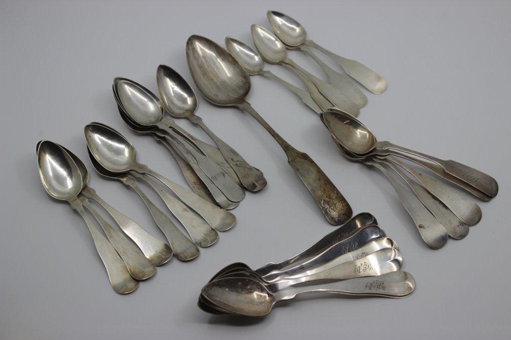 Grouping of 31 American Coin Silver Spoons (1 of 11)