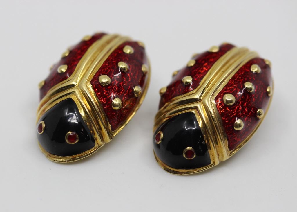 Hidalgo 18K Enameled Lady Bug Earclips (1 of 6)