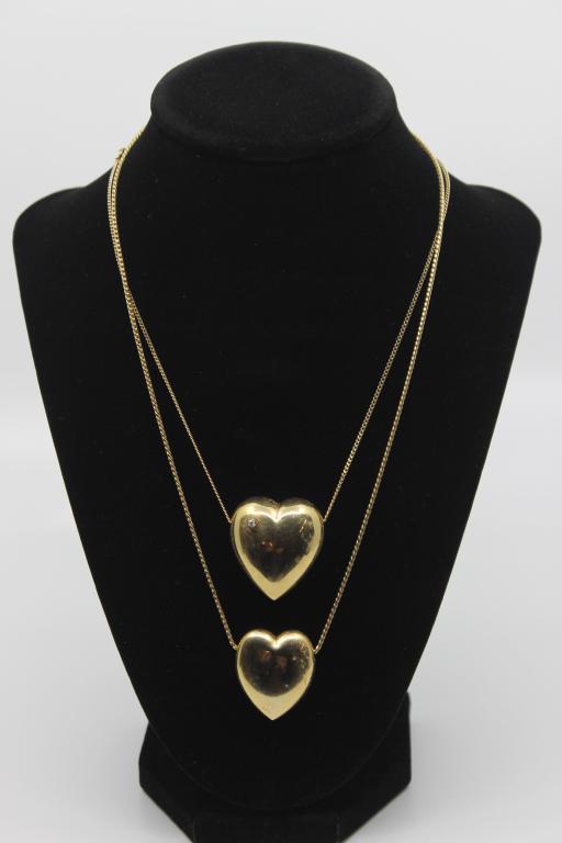 Two 14K Yellow Gold Heart Necklaces (1 of 7)