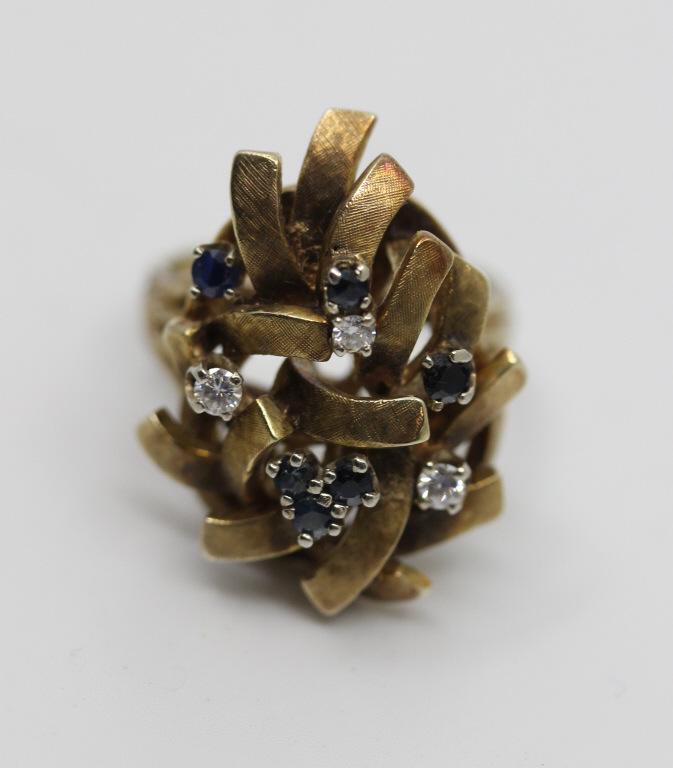 14K Yellow Gold Sapphire & Diamond Ring (1 of 5)