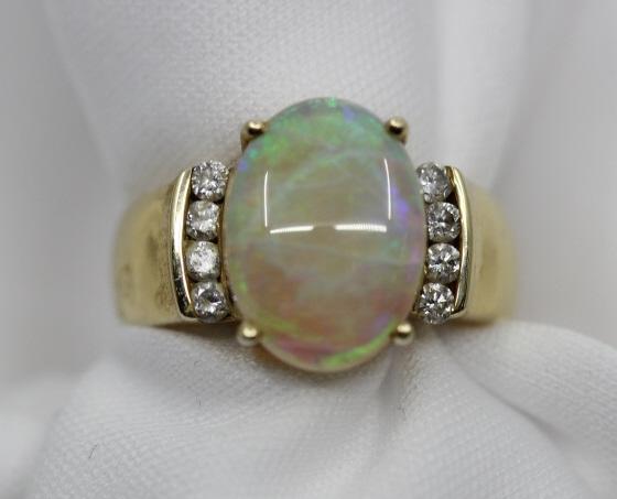 14K Yellow Gold opal & Diamond Ring (1 of 4)
