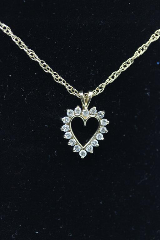 14K Gold & Diamond Necklace & Earrings (1 of 9)