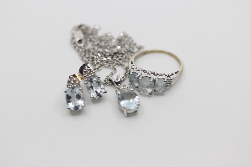 14K White Gold Aquamarine 3-Piece Suite (1 of 6)