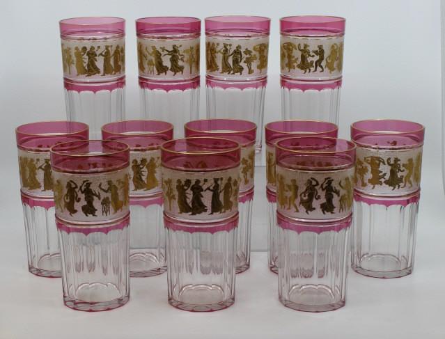 12 Val St. Lambert Cranberry Overlay Tall Tumblers (1 of 12)