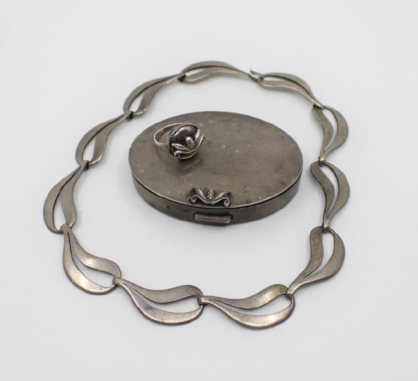 Georg Jensen Sterling Compact, Necklace & Ring (1 of 4)