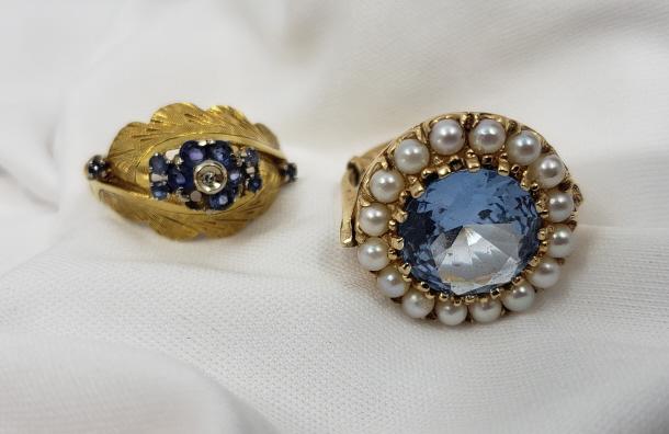 18K Sapphire Ring 14K Aqua Marine Ring (1 of 9)