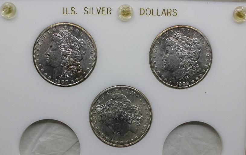 Morgan Silver Dollars 1900o, 1901o, 1902o (1 of 6)