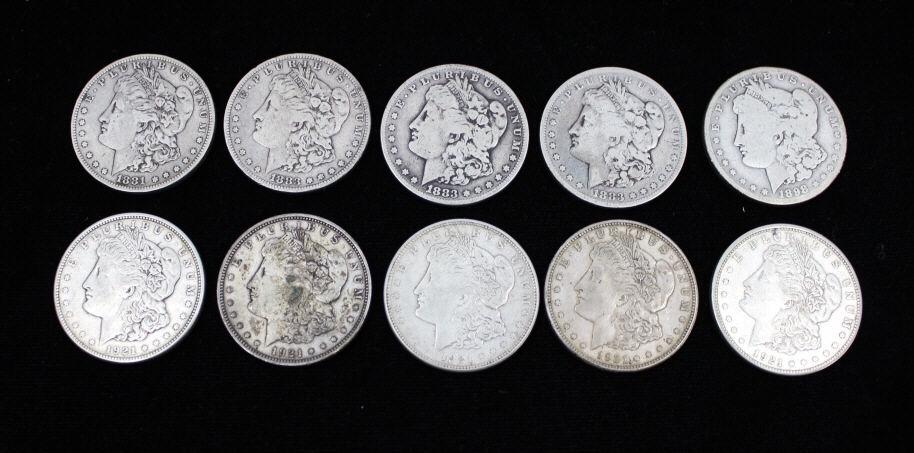 (10) Morgan Silver Dollars (1 of 3)