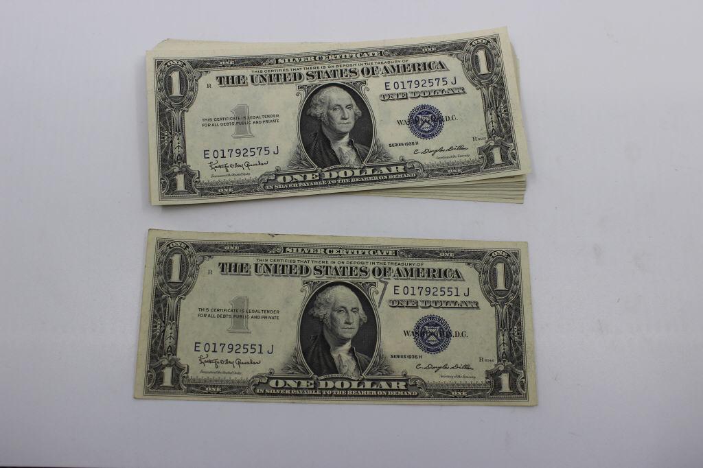 (25) 1935 Series $1 Silver Certificates Unc. (1 of 2)
