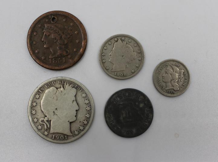 1854  3-Cent Piece, 1881 3-Cent Piece Etc. (1 of 10)