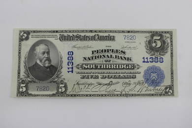 1902 Series $5 National Bank Note Plain Back