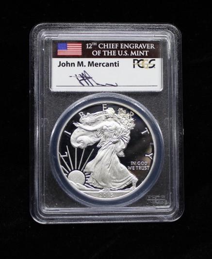 2015 W $1 American Silver Eagles, signed (1 of 2)