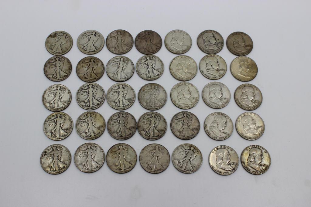 (22) Silver walking Liberties & (13) Ben Franklin (1 of 3)