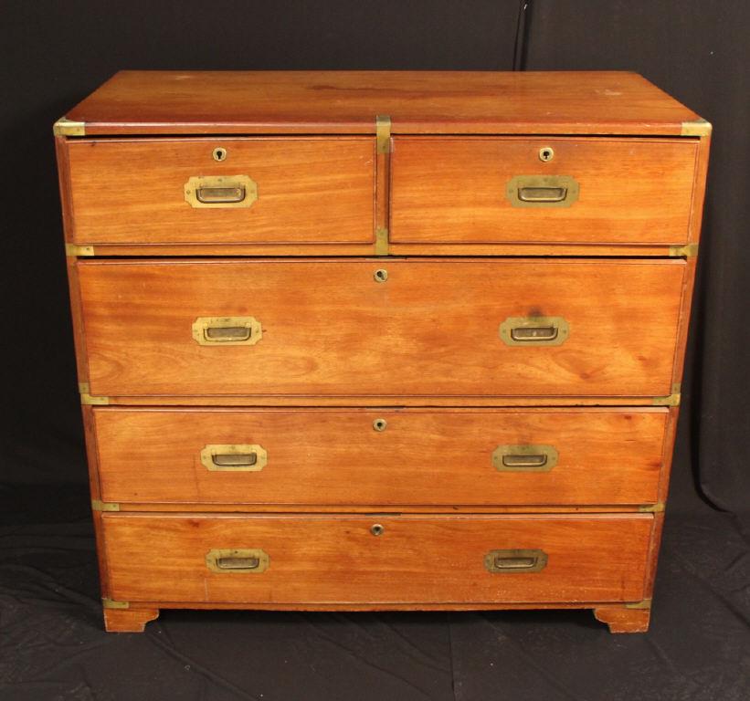 English Brass Bound Mahogany Campaign Chest (1 of 9)